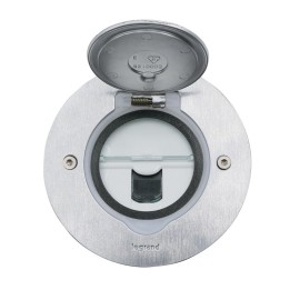 Legrand - Prise de sol simple RJ45 catégorie6 FTP avec platine ronde - inox brossé - Réf : 089771
