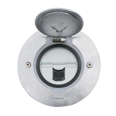 Legrand - Prise de sol simple RJ45 catégorie6 FTP avec platine ronde - inox brossé - Réf : 089771