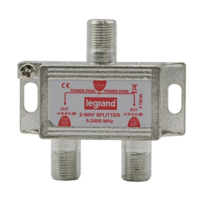 Legrand - Répartiteur télévision 2 sorties typeF - 0MHz à 2400MHz - Réf : 073980