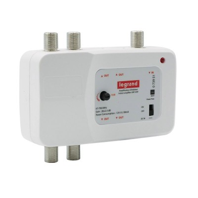 Legrand - Amplificateur télévision UHF et VHF 792MHz 1 entrée 4 sorties compatible TNT et télévision HD réf : 073951
