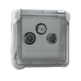 Legrand - Prise TV-R-SAT Prog Plexo composable gris - avec démodulateur individuel - Réf : 069558