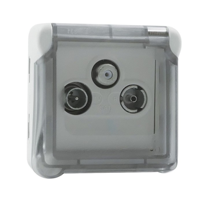 Legrand - Prise TV-R-SAT Prog Plexo composable gris - avec démodulateur individuel - Réf : 069558