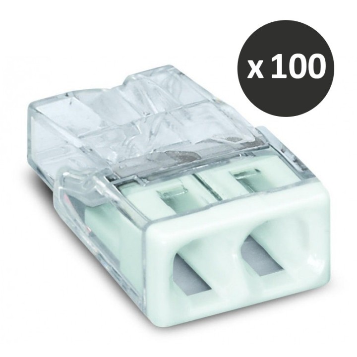 Wago - Bornes pour boîtes de dérivation COMPACT, 2 conducteurs - Réf : 2273-202(100)