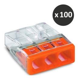 Wago - Bornes pour boîtes de dérivation COMPACT, 3 conducteurs - Réf : 2273-203(100)