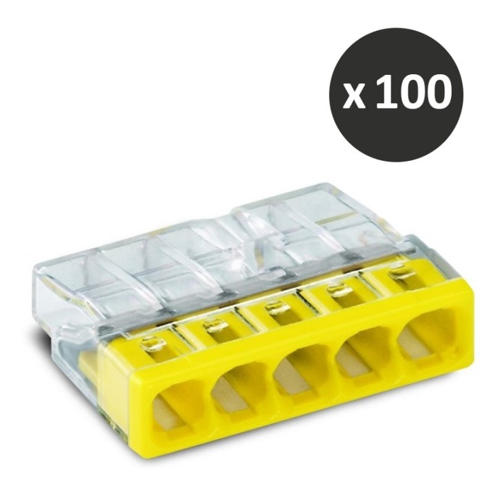 Wago - Bornes pour boîtes de dérivation COMPACT,5 conducteurs - réf : 2273-205(100)