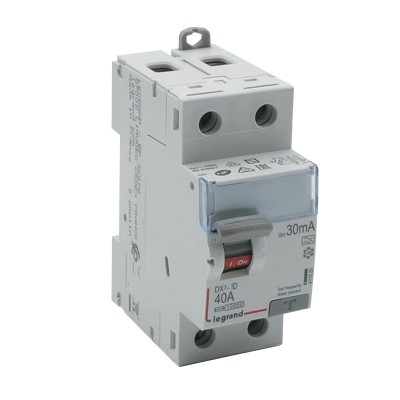 Legrand - Inter diff DX³-ID - vis/vis - 2P- 230V~ - 40A - type A - 30mA - départ bas - 2M - Réf : 411555