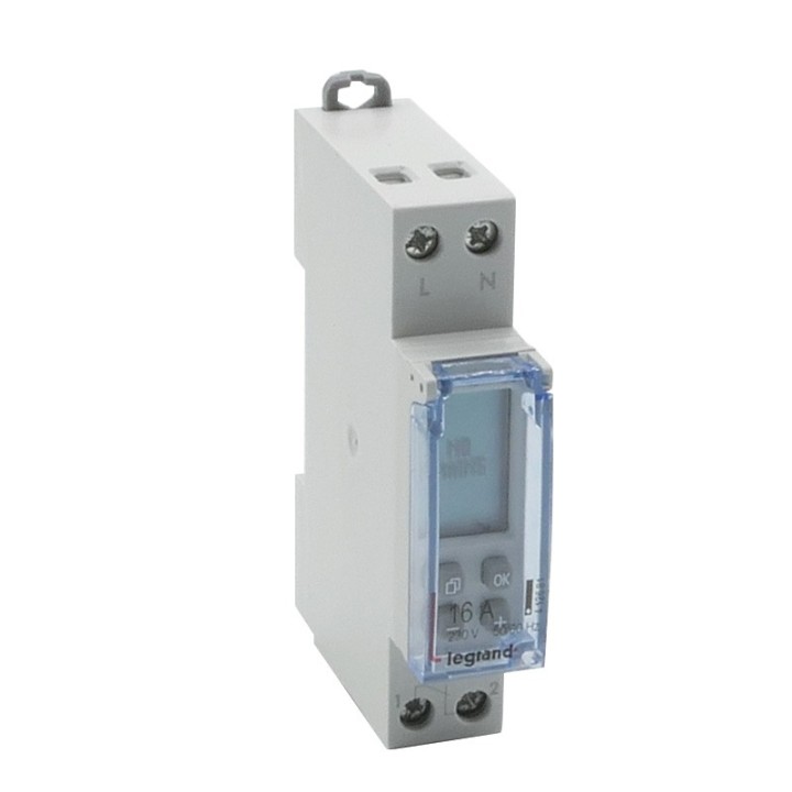 Legrand - Inter horaire modulaire programmable journalier et hebdomadaire standard 230V~ 1 sortie 16A - 1 m - Réf : 412681