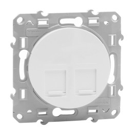Schneider Odace - Double Prise RJ45 - Blanc - Grade 1 - Téléphone + Informatique - Réf : S520485