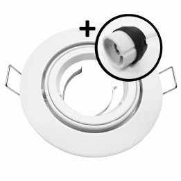 Krisane - Support spot orientable - 1/4 de tour avec douille GU10 - IP20 - blanc - Réf : KRI20024
