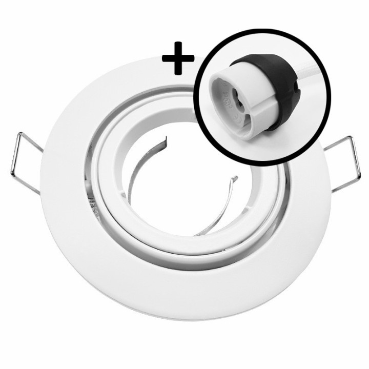 Krisane - Support spot orientable - 1/4 de tour avec douille GU10 - IP20 - blanc - Réf : KRI20024