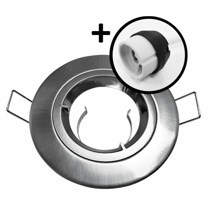 Krisane - Support spot fixe - avec douille GU10 - 1/4 de tour - IP20 - aluminium - Réf : KRI20033