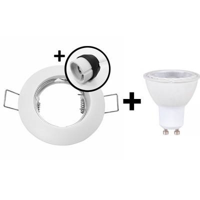 KIT Spot encastré - fixe - 3000k - rond - blanc - LED 5W - Réf : KRI30021