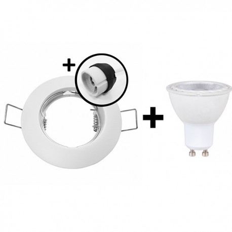 Lot de 50 Spot LED encastrable complet Blanc Fixe avec Ampoule GU10 5W  Température de Couleur