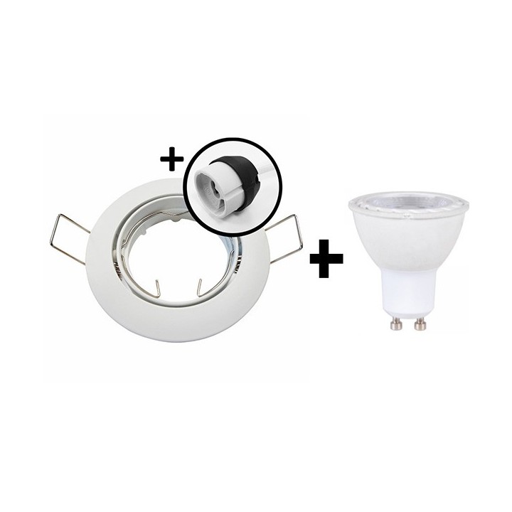 KIT Spot encastré - orientable - 3000k - rond - blanc - LED 5W - Réf : KRI30022
