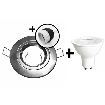 KIT Spot encastré - 1/4 tour - 3000k - IP20 - fixe - aluminium- LED 5W - Réf : KRI30033