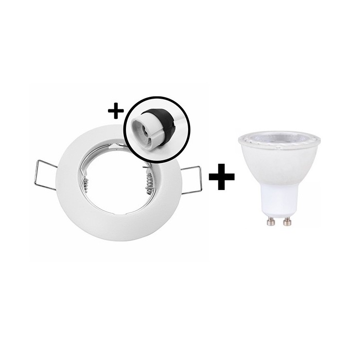 KIT Spot encastré - fixe - rond - blanc - LED 5W - Réf : KS001
