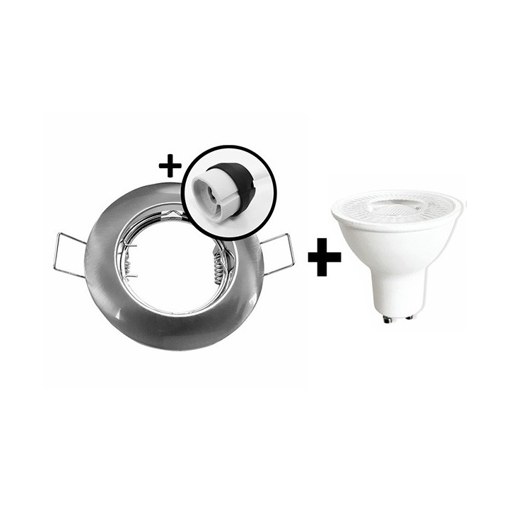 KIT Spot encastré - fixe - 4000k - rond - aluminium - LED 5W - Réf : KRI40031