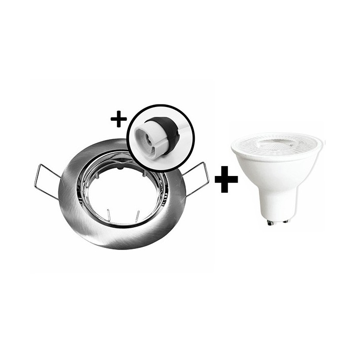 KIT Spot encastré - orientable - 3000k - rond - aluminium - LED 5W - Réf : KRI30032
