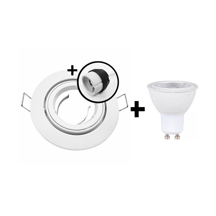 KIT Sport encastré - 1/4 tour - 3000k - orientable - rond - blanc - Réf : KRI40024