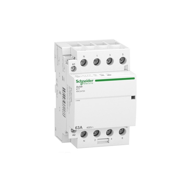 Schneider - Acti9 iDT40 CT - contacteur tête de groupe - 63A 3P+N 4NO 230/240VAC 50HZ - Réf : A9C24763
