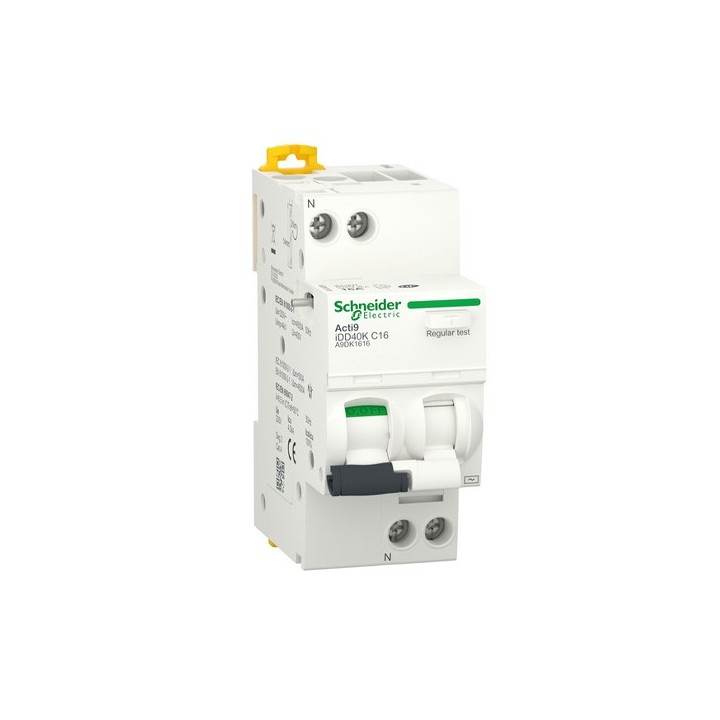 Schneider - Acti9 iDD40K - disjoncteur différentiel - 1P+N C 16A 4500A/4,5A 30mA type AC - Réf : A9DK1616