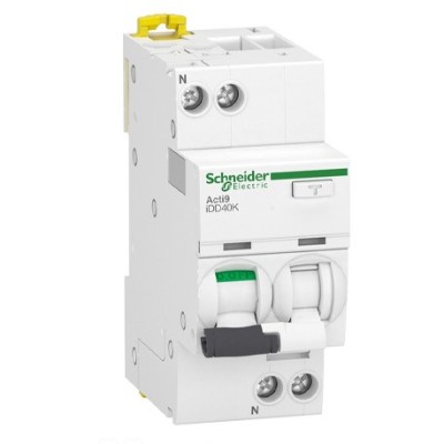 Schneider - Acti9 iDD40K - disjoncteur différentiel - 1P+N C 40A 4500A/4,5A 30mA type AC - Réf : A9DK1640
