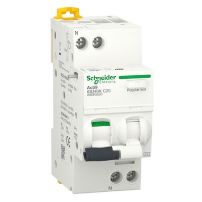 Schneider - Acti9 iDD40K - disjoncteur différentiel - 1P+N C 20A 4500A/4,5A 300mA type AC - Réf : A9DK5620