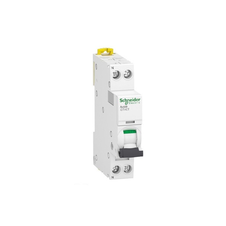 Schneider - Acti9 iDT40T - disjoncteur modulaire - 1P+N - 25A - courbe C - 4500A/6kA - Réf : A9P22625