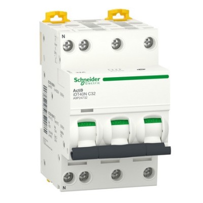 Schneider - Acti9 iDT40N - disjoncteur modulaire - 3P+N C 32A 6000A/10kA - Réf : A9P24732