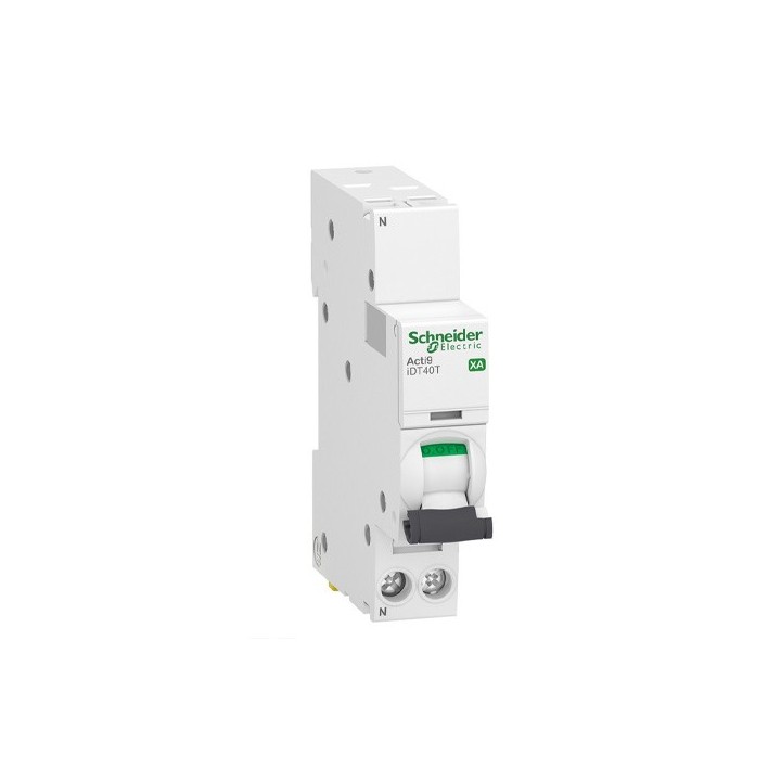 Schneider - Acti9 iDT40T XA - disjoncteur modulaire - auto/vis - 1P+N - 16A - courbe C - 6kA - Réf : A9PE2616