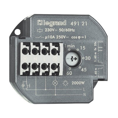 Legrand - Télérupteur unipolaire 10AX 230V~ 50Hz à 60Hz avec minuterie intensité maximum 50mA - Rèf : 049121