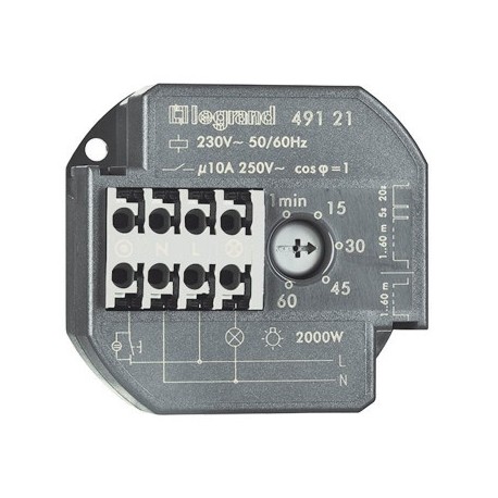 Legrand - Télérupteur unipolaire 10AX 230V~ 50Hz à 60Hz avec minuterie intensité maximum 50mA - Rèf : 049121