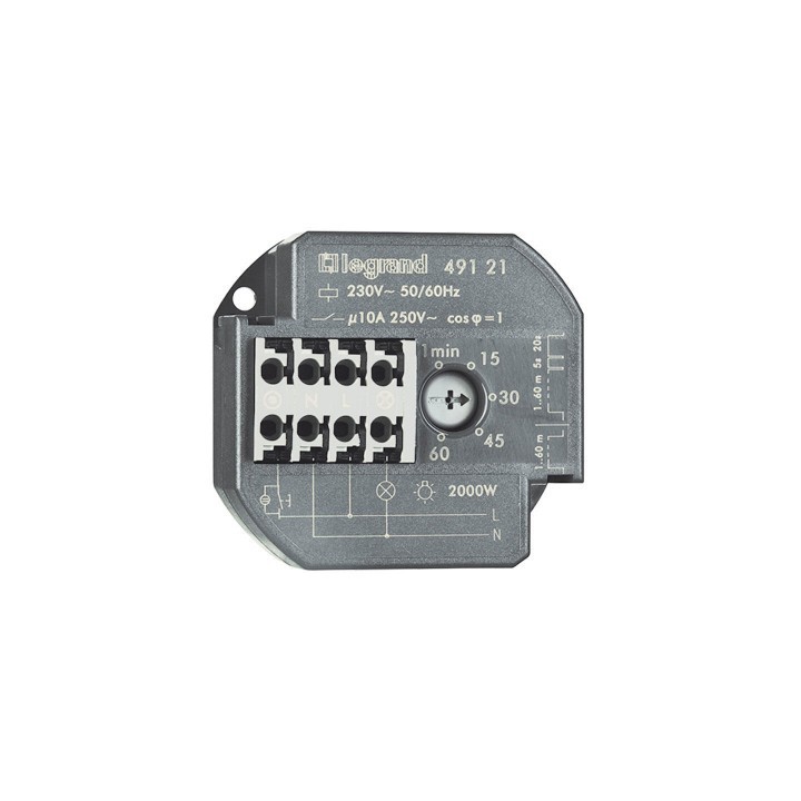 Legrand - Télérupteur unipolaire 10AX 230V~ 50Hz à 60Hz avec minuterie intensité maximum 50mA - Rèf : 049121