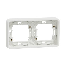 Schneider Mureva Styl - Cadre 2 postes horizontal encastré IP55 blanc - Réf : MUR39101