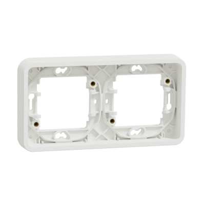 Schneider Mureva Styl - Cadre 2 postes horizontal encastré IP55 blanc - Réf : MUR39101