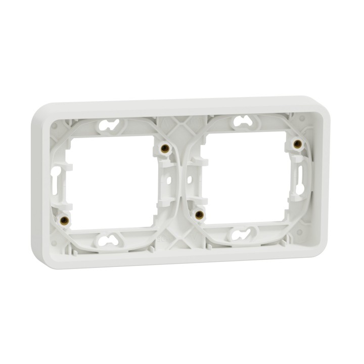 Schneider Mureva Styl - Cadre 2 postes horizontal encastré IP55 blanc - Réf : MUR39101