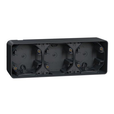 Schneider Mureva Styl : Boite 3 postes horizontale saillie IP55 gris - Réf : MUR37713