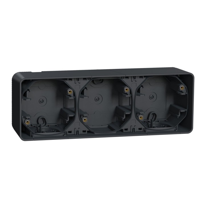 Schneider Mureva Styl : Boite 3 postes horizontale saillie IP55 gris - Réf : MUR37713