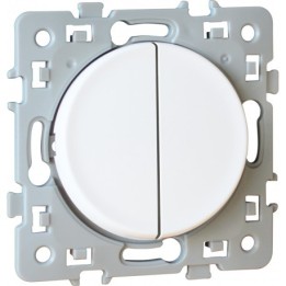 Eur'ohm Square - Double bouton poussoir blanc - Réf : 60211