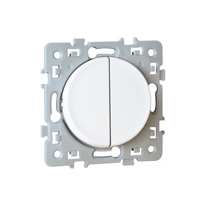 Eur'ohm Square - Double bouton poussoir blanc - Réf : 60211