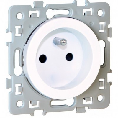 Eur'ohm Square - Prise de courant 2P+T blanc - Réf : 60260
