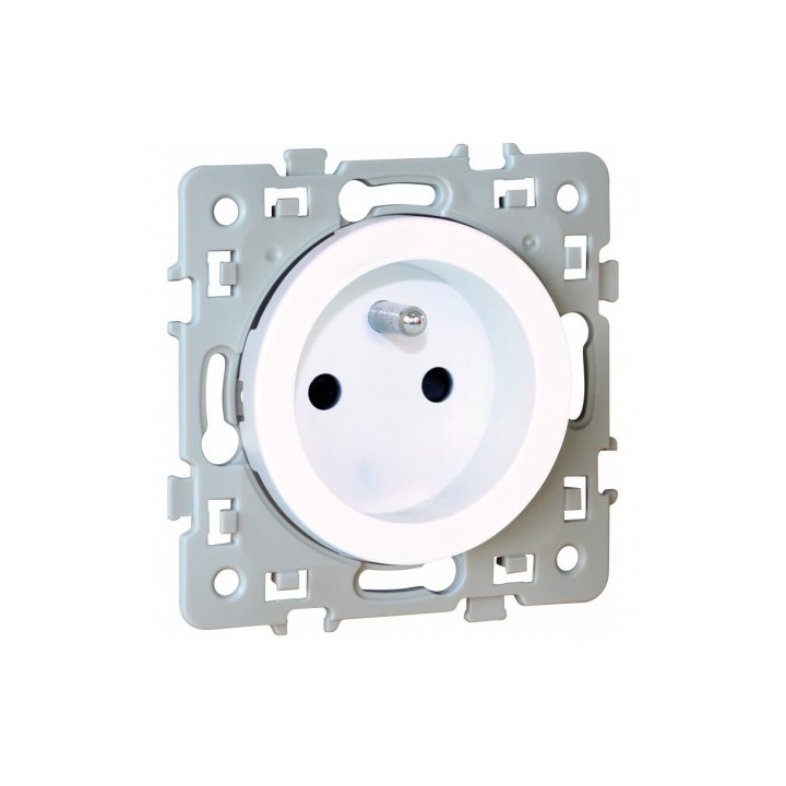 Eur'ohm Square - Prise de courant 2P+T blanc - Réf : 60260