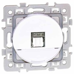 Eur'ohm Square - Prise RJ45 grade 2TV catégorie 6 STP blanc - Réf : 60272