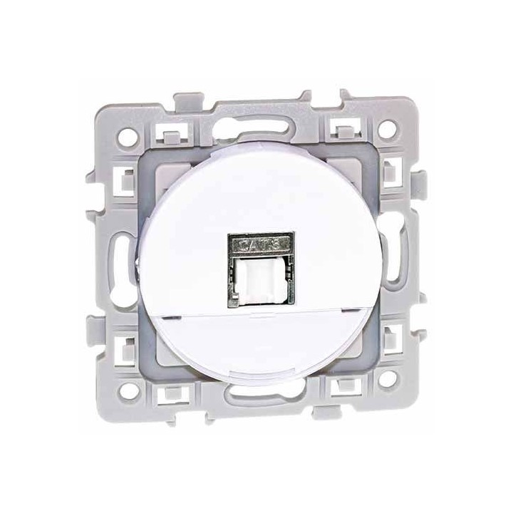 Eur'ohm Square - Prise RJ45 grade 2TV catégorie 6 STP blanc - Réf : 60272