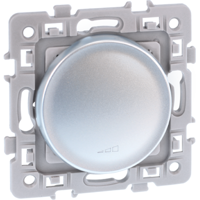 Eur'ohm Square - Interrupteur variateur 2 fils sans neutre silver - Réf : 60419