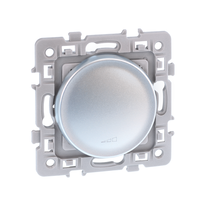 Eur'ohm Square - Interrupteur variateur 2 fils sans neutre silver - Réf : 60419