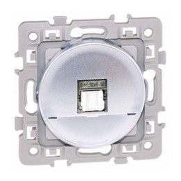 Eur'ohm Square - Prise RJ45 grade 2TV catégorie 6 STP silver - Réf : 60472