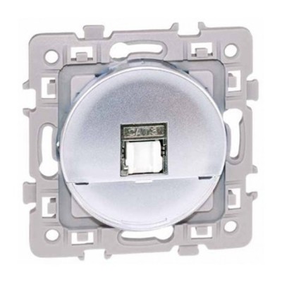 Eur'ohm Square - Prise RJ45 grade 2TV catégorie 6 STP silver - Réf : 60472