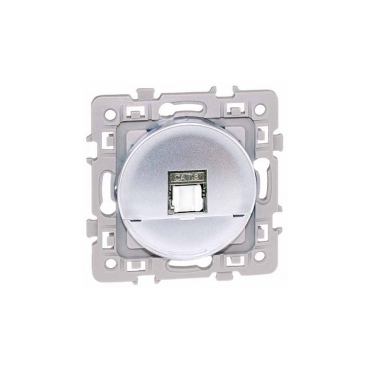 Eur'ohm Square - Prise RJ45 grade 2TV catégorie 6 STP silver - Réf : 60472