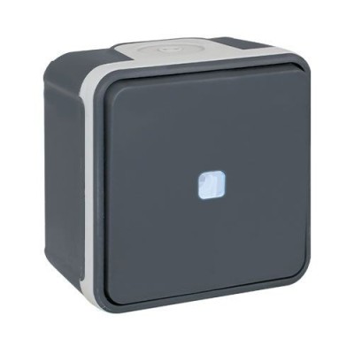 Eur'ohm Oxxo - Interrupteur va et vient lumineux étanche complet anthracite IP55 - Réf : 60801